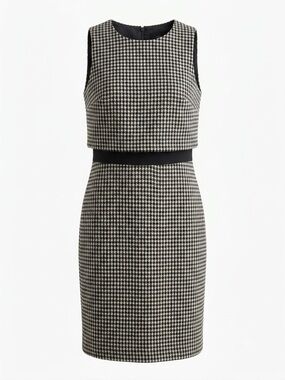 J.CREW Black White Houndstooth Tweed Mod Chic Sheath Dress Sleeveless Zip Knee 4